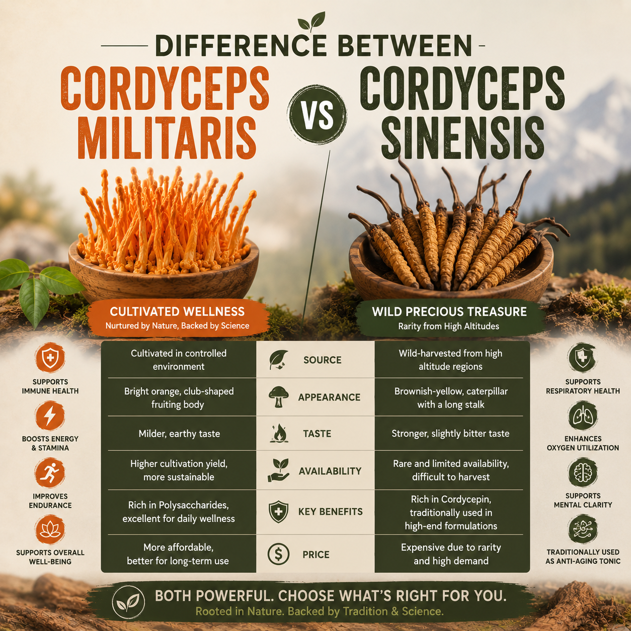 Difference Between Cordyceps Militaris and Cordyceps Sinensis